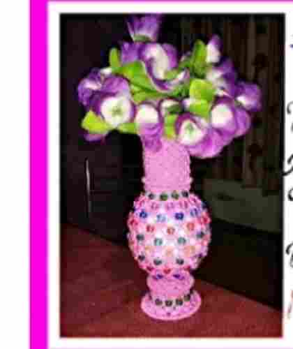 Handmade Light Pink Color Paper Flower Pots For Decor Purpose