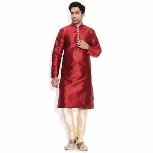 Multi Color Full Sleeves Pure Silk Fabric Long Length Wedding Wear Men'S Kurta Pajama 