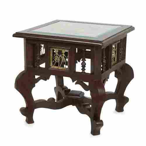 2 Feet Height Wooden Frame and Glass Top Center Table with Glossy Finish