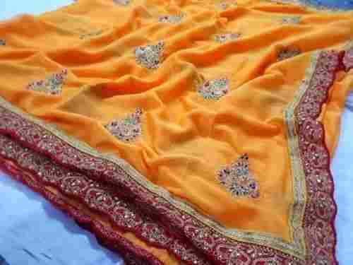 Yellow Casual Wear Lightweight Two Tone Embroidered Designer Silk Saree