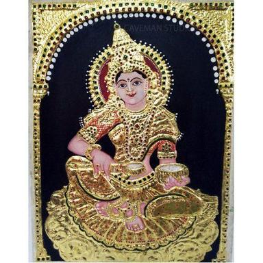 Traditional Without Frame Medium Size Anna Lakshmi Tanjore Painting 