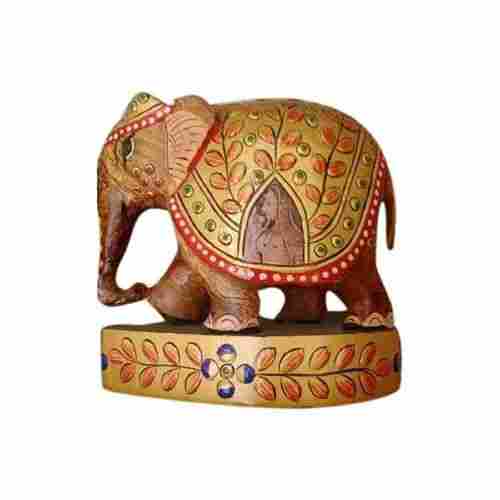 Modern Arts Polished Painted Animal Theme Wooden Decorative Elephant Statue