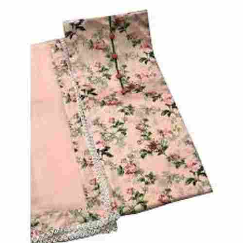 Shrink Resistance Skin Friendliness Ladies Printed Light Pink Cotton Salwar Suits