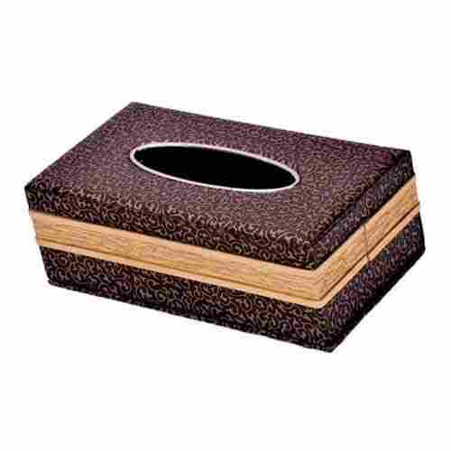 Rectangular Shape Brown Wood Tissue Box Cover 