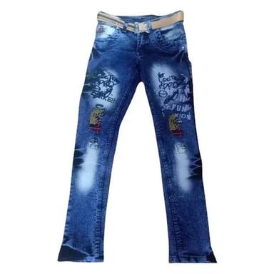Comfortable Soft Printed Straight Regular Kids Stretchable Denim Jeans Age Group: >16 Years