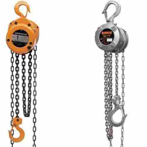 Yellow And Grey Mild Steel Manual Metal Chain Pulley Block