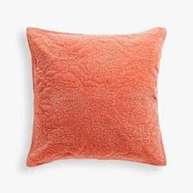 Square Shape Velvet Throw Pillow Covers Orange Pure Cotton Quilted Cushion