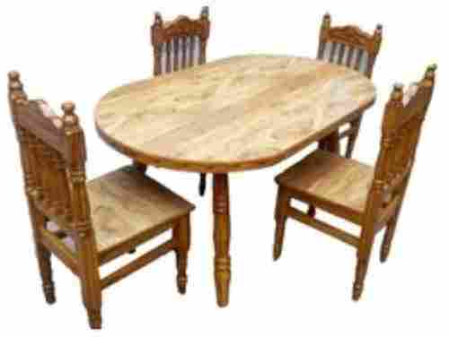 Polished Finish Handmade Indian Style Oval Modular Wooden Dining Table Set 