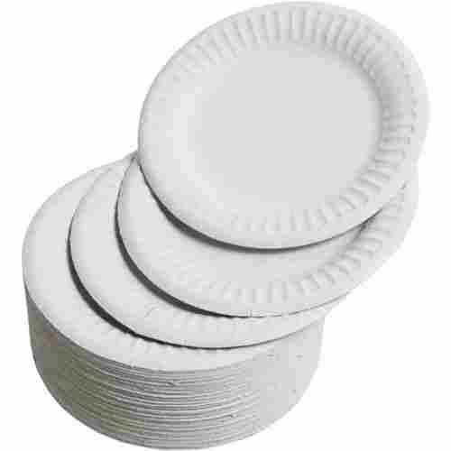 White Plain Round Lightweight Disposable Paper Plate For Event And Party Usage