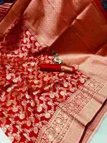 Banarasi Style Cotton Silk Saree With Blouse Piece