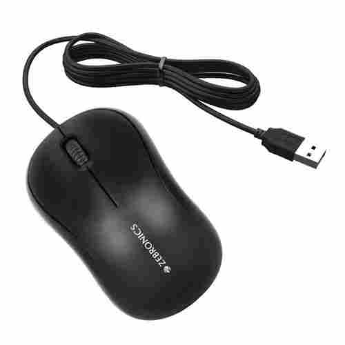 Light Weight ABS Plastic 1 Meter Wired 3 Button Type Zebronics Mouse