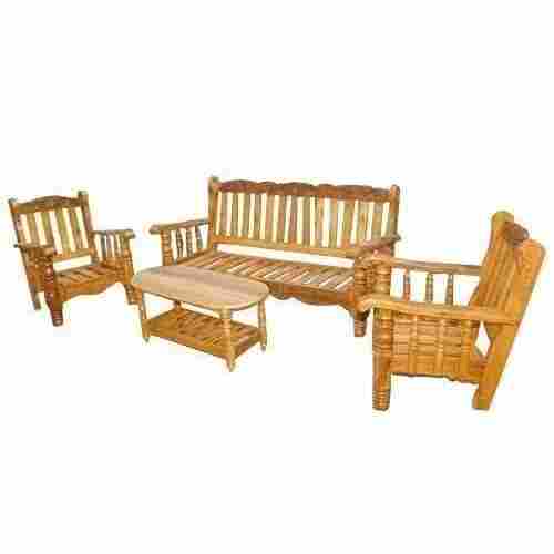 Indian Style Handmade Artwork Brown Solid Wooden Sofa Set