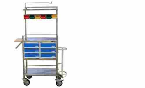 675 X 400 X 1575 Mm Stainless Steel Power Coated Hospital Crash Cart