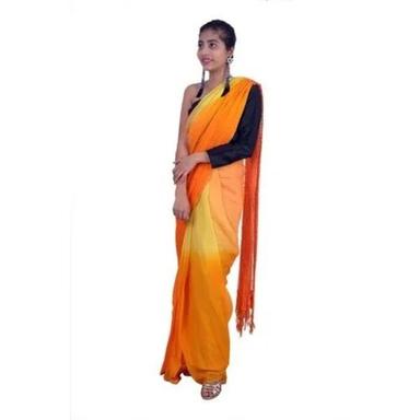 Yellow Light Weight Breathable Airy Plain Casual Wear Georgette Saree