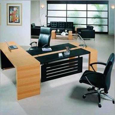 Transparent Wood & Stainless Steel Rectangular Designer Office Desking System