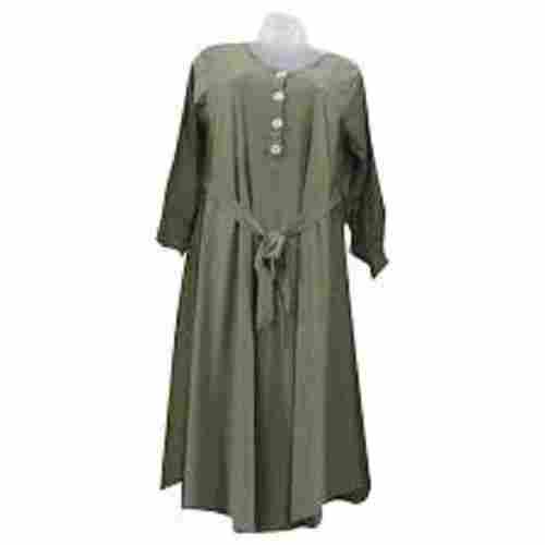 Ladies 3/4th Sleeve Rayon Casual Wear Plain Long Dress