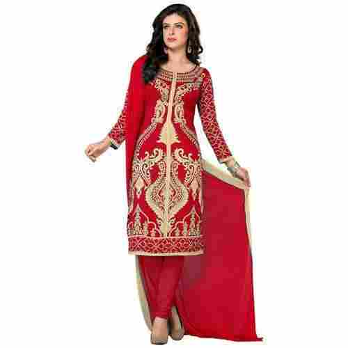 Ladies Designer Red Salwar Suit With Chunni For Parties, Festival