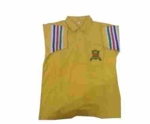 Multi Color Half Sleeves Polo Neck Plain Pattern Regular Fit School T-Shirt
