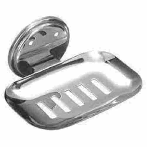 Corrosion Resistant Silver Rectangular Shape Glossy Finish Stainless Steel Soap Dish