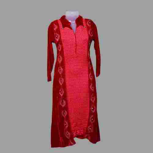 Washable Long Sleeve Casual Wear Plain Modern Woolen Kurtis For Ladies