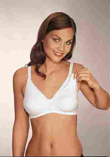 White Daily Wear Full Coverage Plain Cotton Non Padded Wireless Maternity Bra