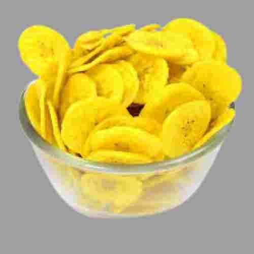 100% Natural And Healthy Yellow Round Shape Salty Taste Fried Banana Chips