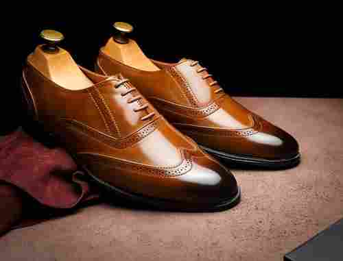 Men Brown Leather Pointed Shoes For Formal And Party Wear