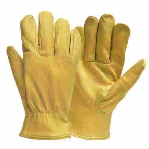 Easy To Clean Brown Leather Water Proof Plain Full Finger Latex Safety Gloves