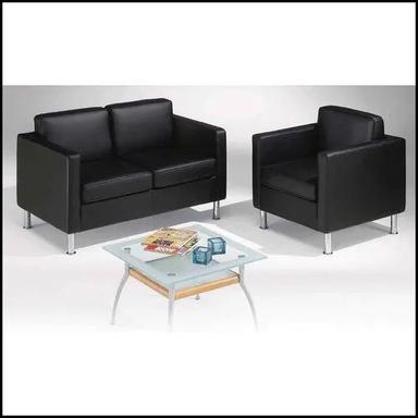 Black Modern Reception Leather Sofa Set with 1 Year Warranty