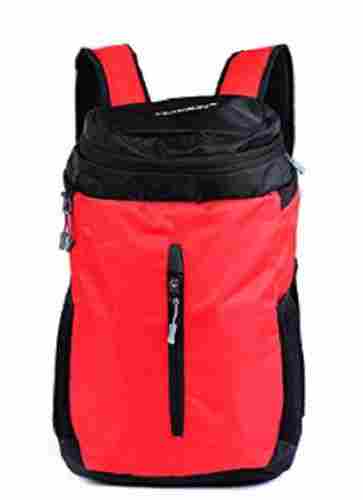 Washable Red and Black Modern Zipper Top Stylish Polyester College Backpack