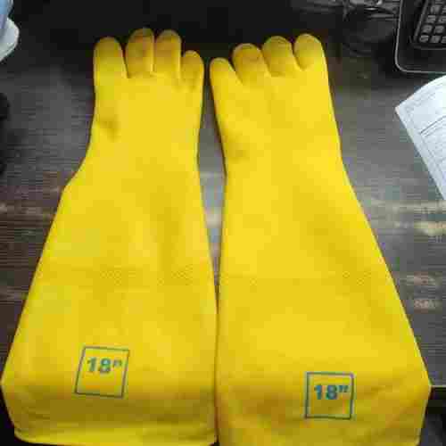 16 Inch Industrial Chemical And Acid Resistant Rubber Safety Gloves (Yellow)