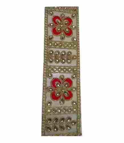 9 Meter Length Multi Coloor One Sided Stone Work Embroidered Laces