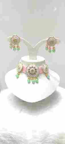 Ladies Artificial Stone Beaded Necklace Set For Party Wear