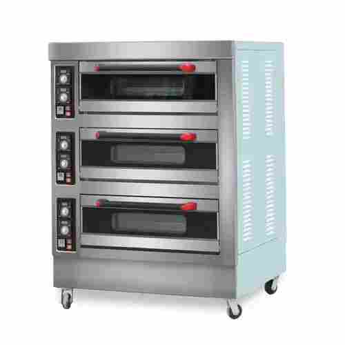 Three Deck Six Tray Automatic Stainless Steel Electric Bakery Oven