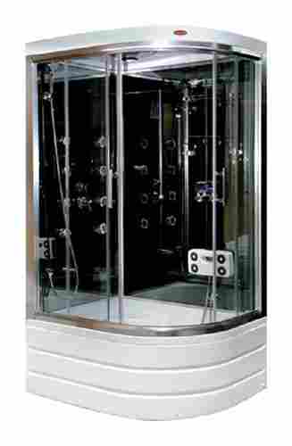 5x3x7 Foot Glossy Finish Stainless Steel And Glass Shower Cabin 