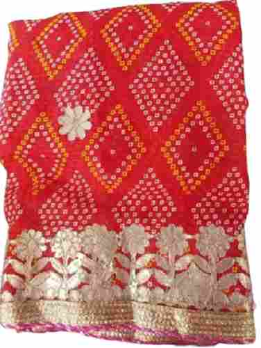 Indian Style Printed Cotton Bandhej Designer Dupatta With Gota Patti Work