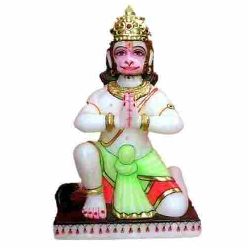 12 Inches Elegantly Religious Handmade Marble Hanuman Statue