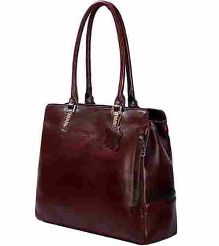 Rectangular Shape Plain Zipper Closure Shoulder Ladies Leather Handbags