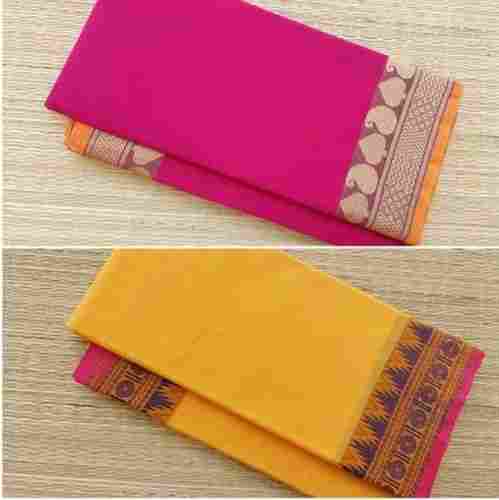 Casual Wearr Ladies Cotton Saree With 6.5 Meter Length And Unstitched Blouse Piece