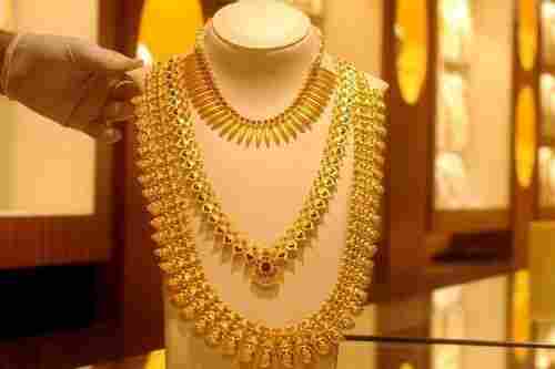 Designer Party And Special Occasion Wear Heavy Pure Gold Necklace Set