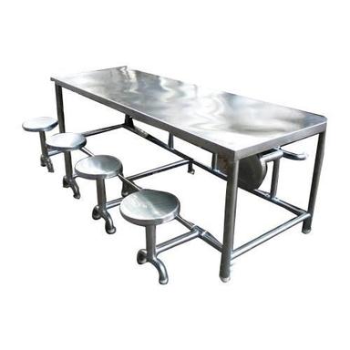 Corrosion Resistant 8 Seater Stainless Steel Canteen Table With Chair Hotel Furniture
