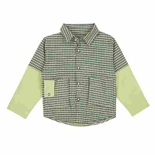 Casual Wear Full Sleeves Breathable Checked Polyester Shirt For Kids