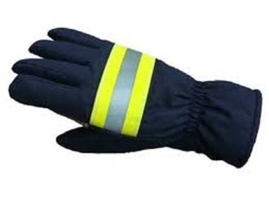 Leather Material Black With Yellow Fire Fighting Gloves