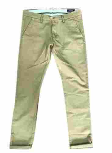 Plain Cotton Regular Fit Button Closure Men Casual Trousers 