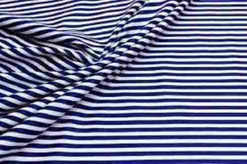 58-60 Inch White With Blue Stripe Cotton Shirting Fabric