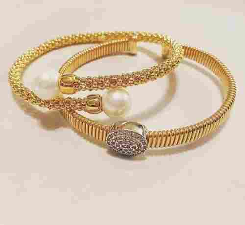 Party Wear Golden Finish Cuff Bangles With Golden Finish