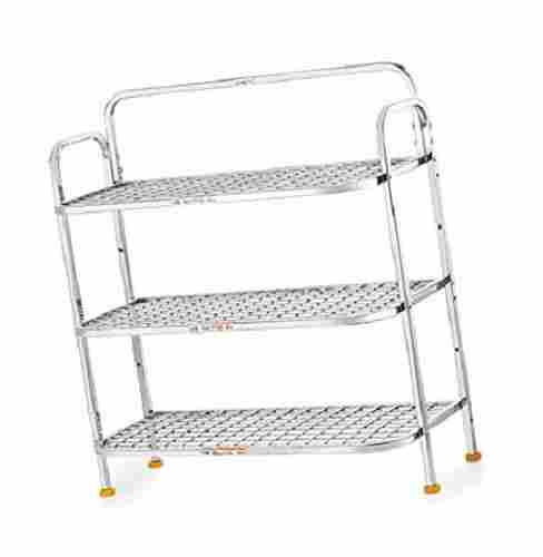 63.29 x 28.5 x 8.3 Cm Portable Non Rusted 3 Tier Stainless Steel Shoe Rack For Home Furniture