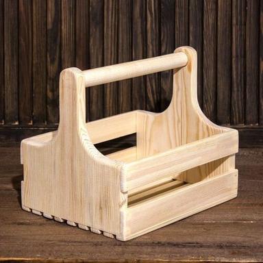 Golden Handcrafted 100% Solid Natural Virgin Wooden Hamper Box With Handle