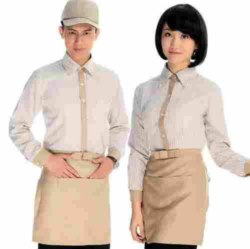 Poly Cotton Long Sleeves Waiter Uniform With Standard Collar For Restaurants 