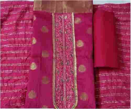 Embroidered Cotton Silk Unstitched Salwar Suit For Ladies